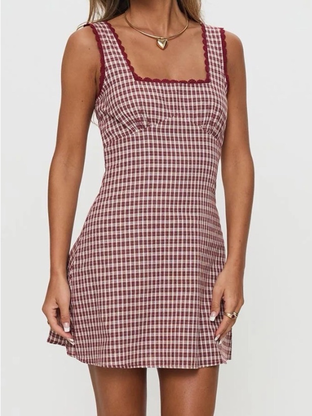 NWT Princess Polly Dasha Mini Dress Red Check Size 6 New With Tags